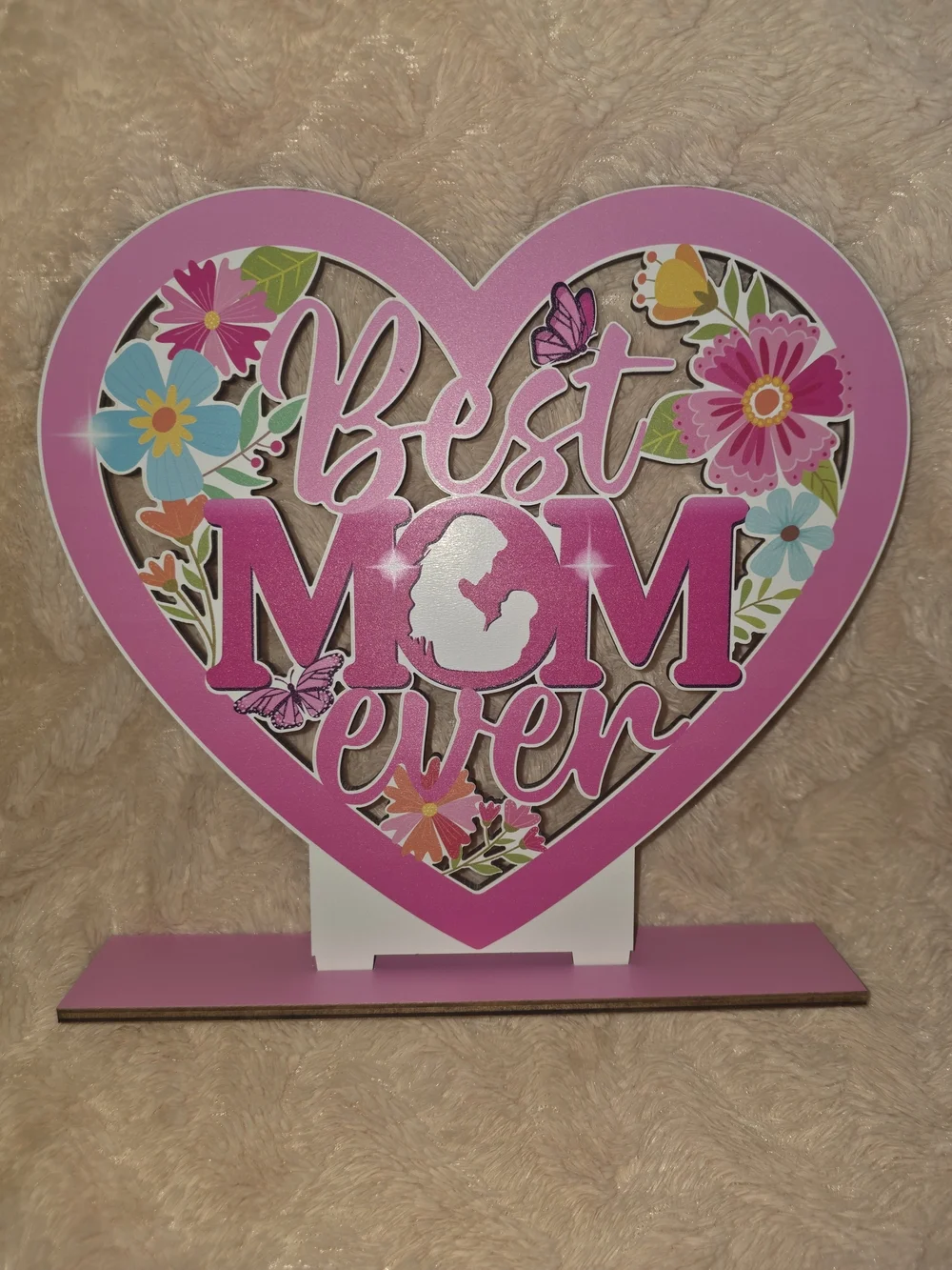 Pink Mom Decorative Heart Tabletop Plaques - Best Mom Ever (6× avail.)